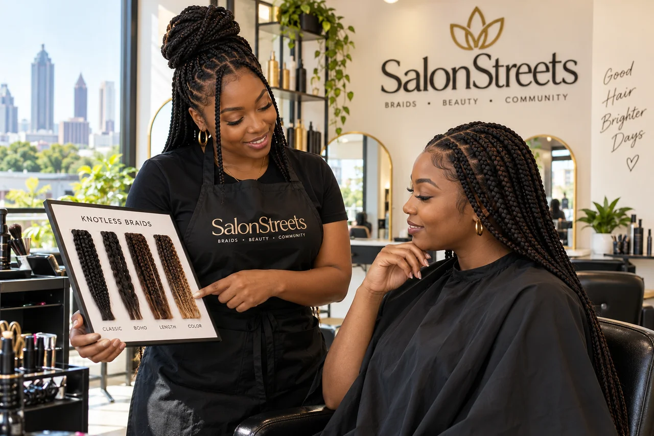 Braiding Consultation — AI-generated SalonStreets illustration