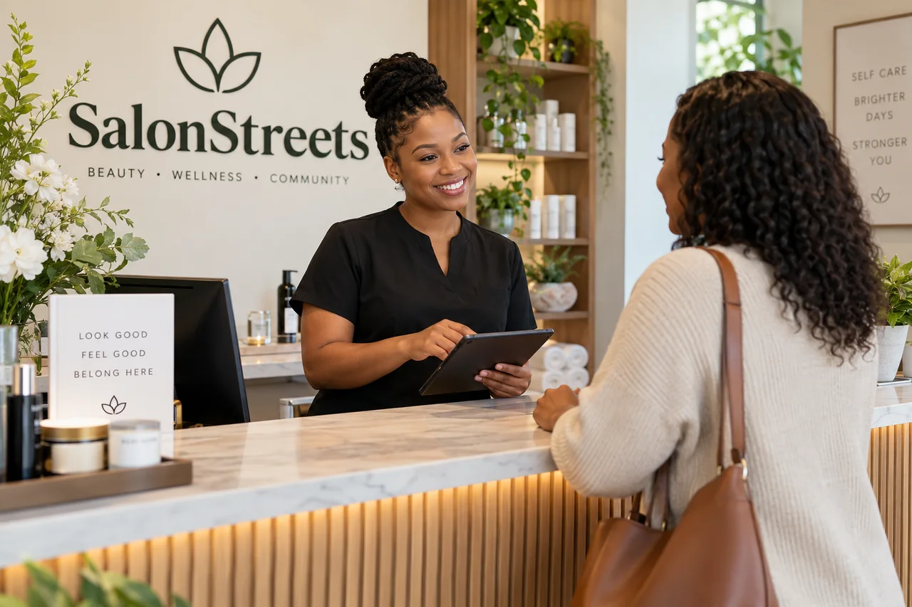 Spa Welcome — AI-generated SalonStreets illustration