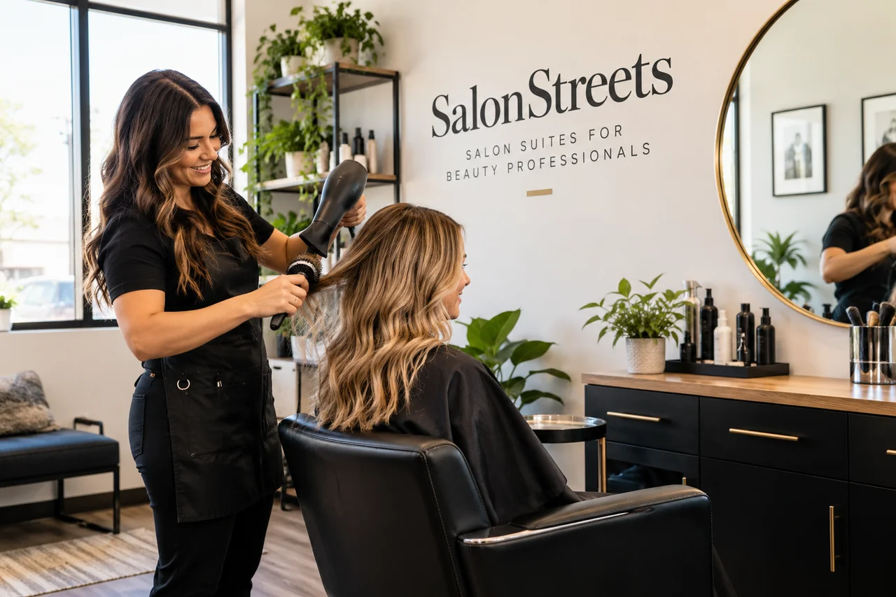 Salon Suite Interior — AI-generated SalonStreets illustration