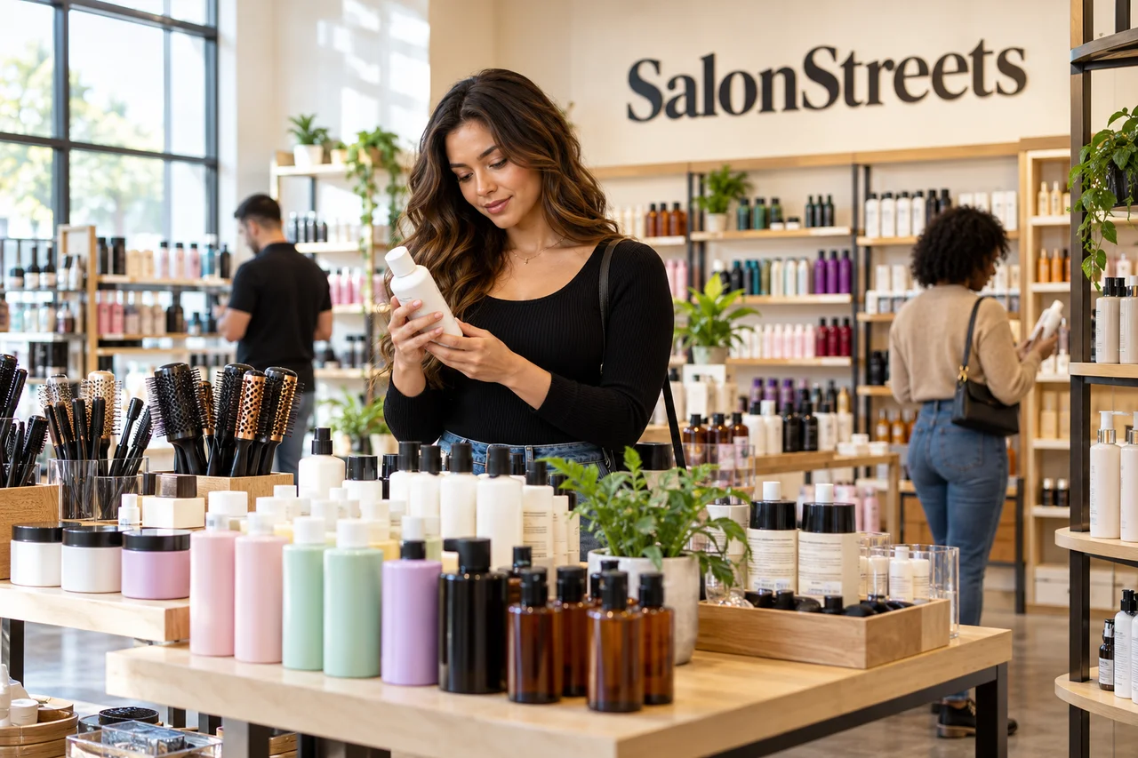 Salon Retail Interior — AI-generated SalonStreets illustration