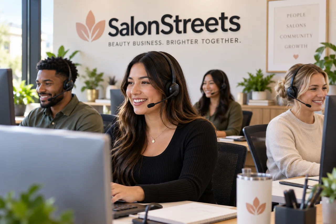 Illustrative telesales support scene