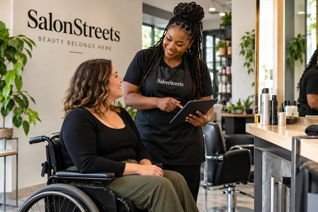 Accessible Salon — AI-generated SalonStreets illustration