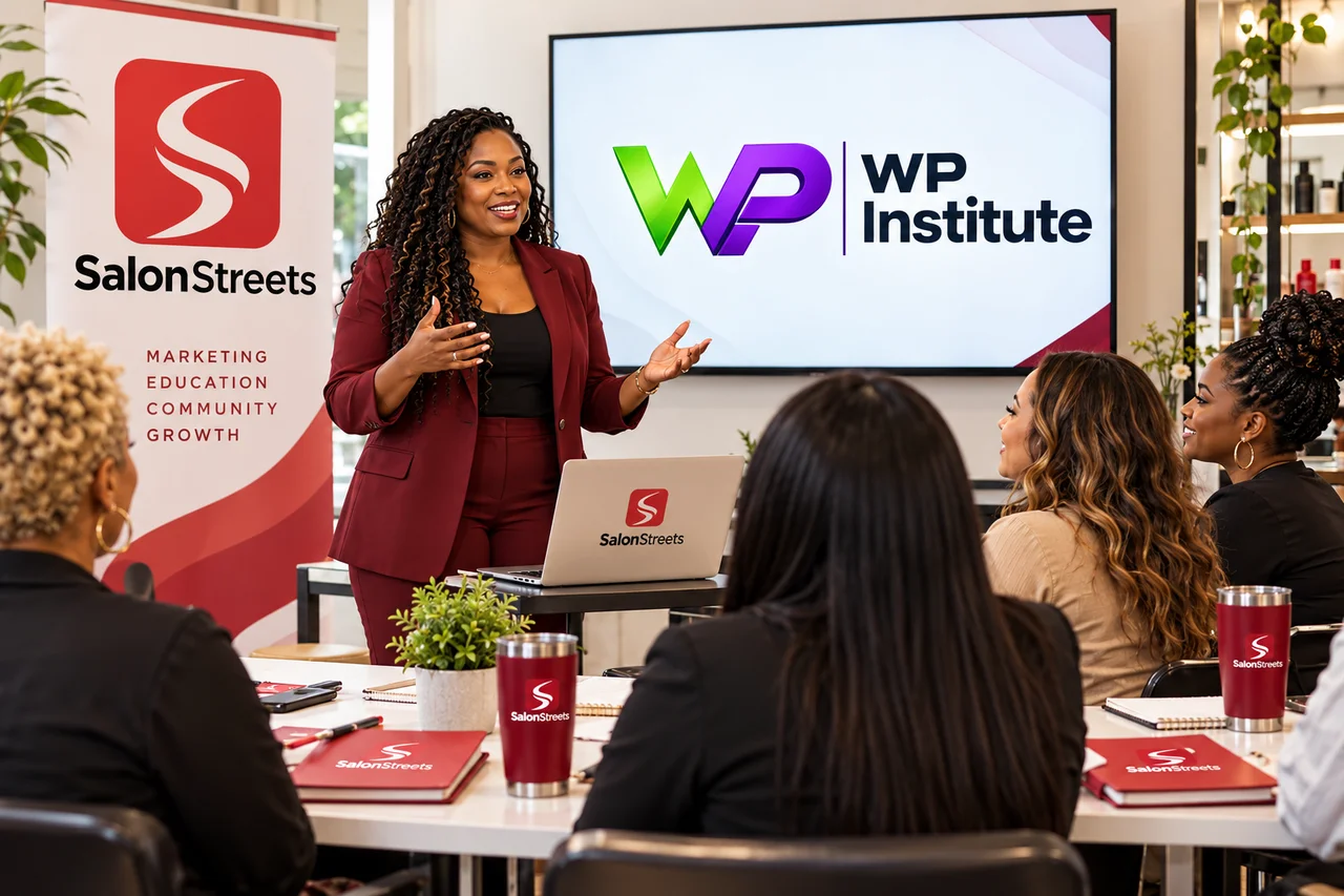 Marketing Workshop — AI-generated SalonStreets illustration