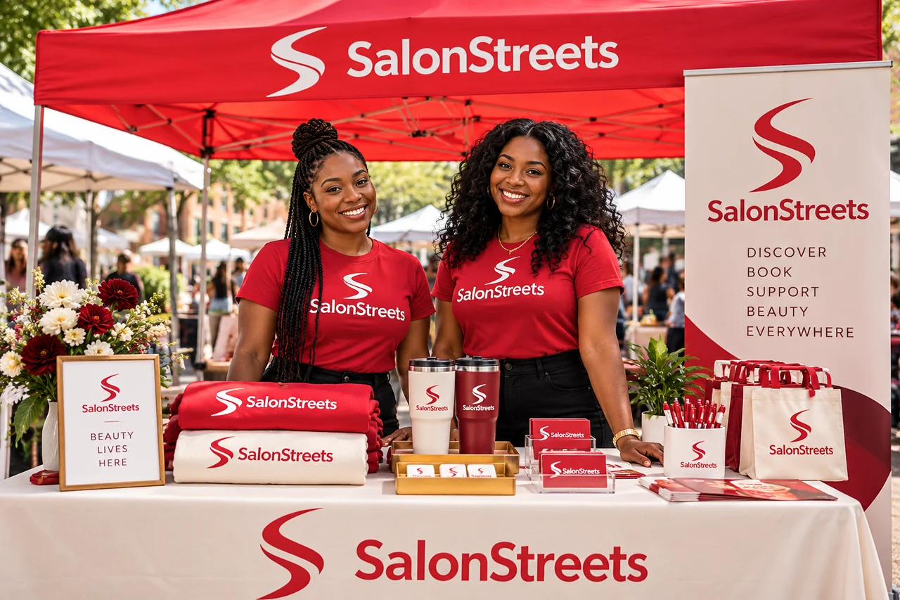 Branded Tent — AI-generated SalonStreets illustration