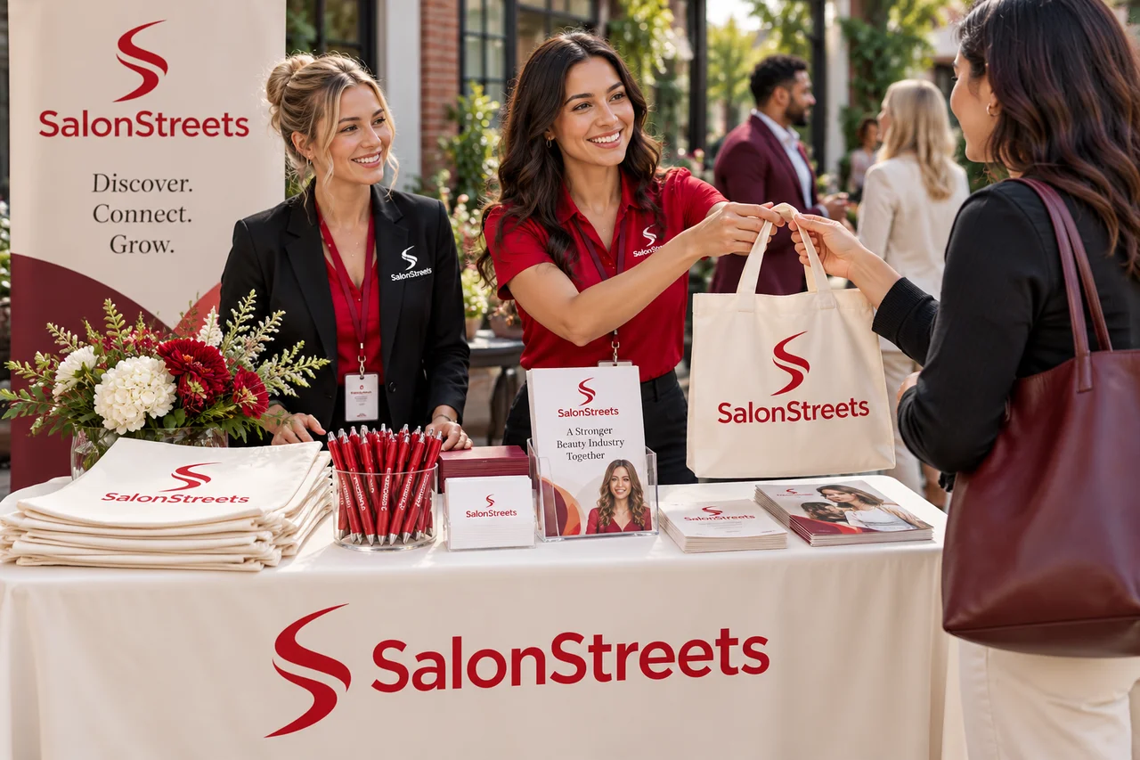 Illustrative SalonStreets branded event display
