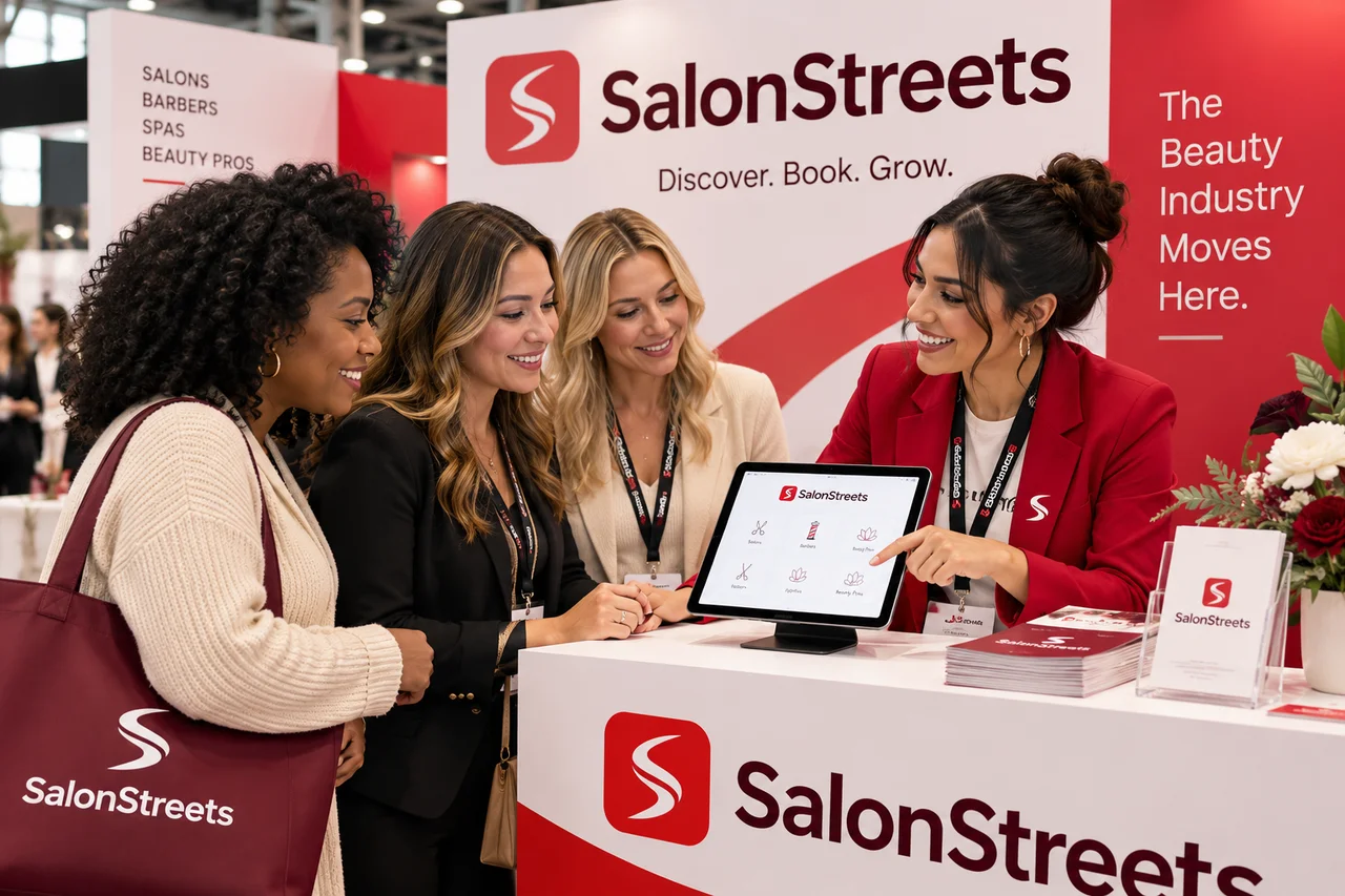 Salon Expo Booth — AI-generated SalonStreets illustration