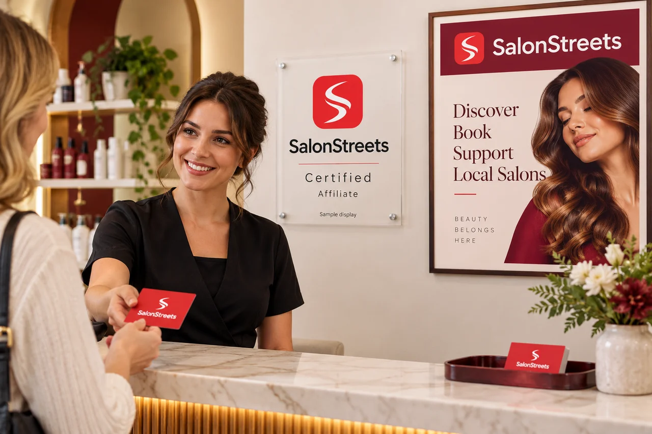 Certified Salon Display — AI-generated SalonStreets illustration